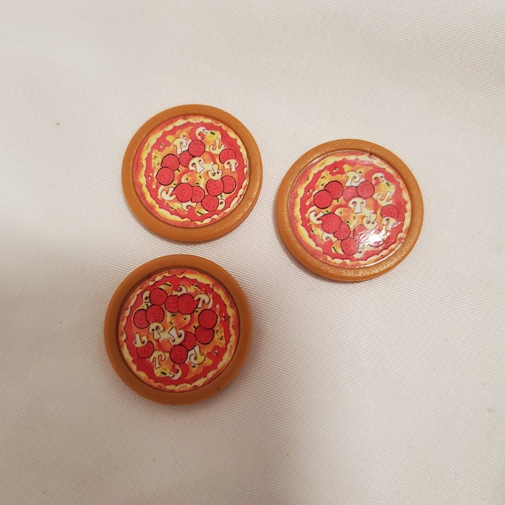 Vtg TMNT Pizza Tossin Figure Accessory Lot 3 Original 1994 Brown Pizza Discs